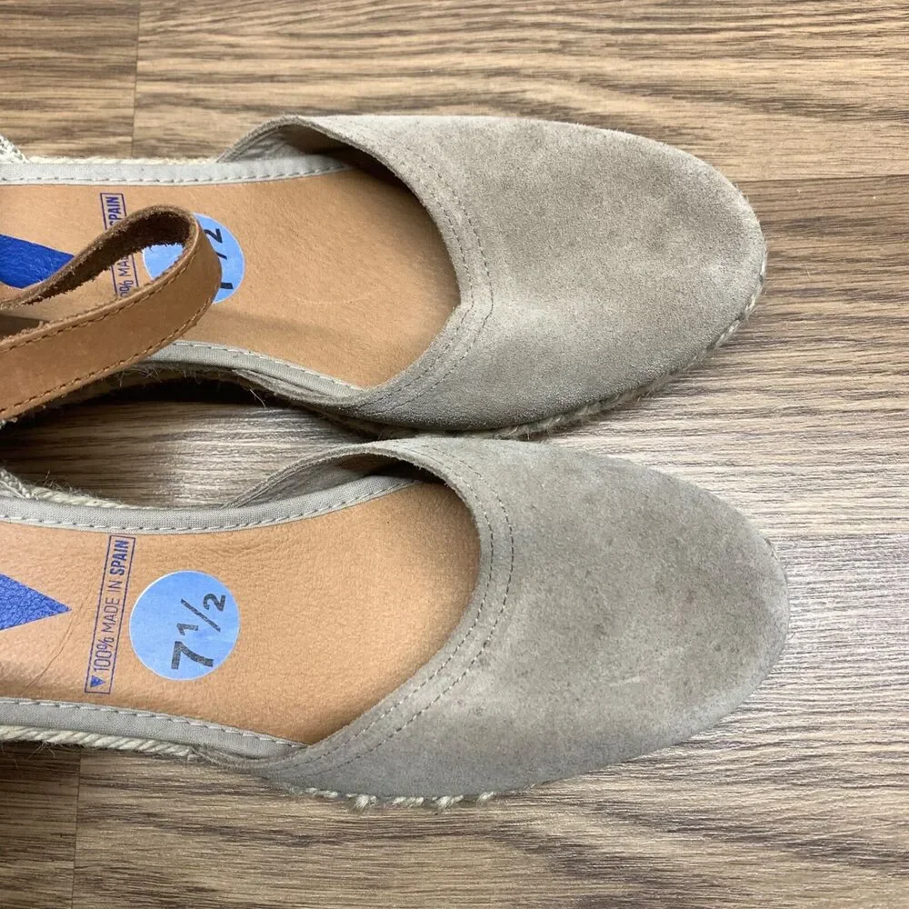 Verbenas‎ Womens Wedge Sandals Size 7.5 Beige Espadrille Ankle Strap